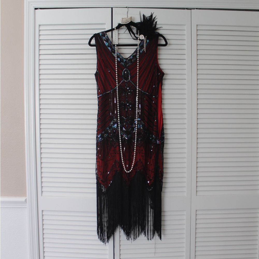 1920’s Fringe Hand-beaded Flapper Dress Halloween Costume
